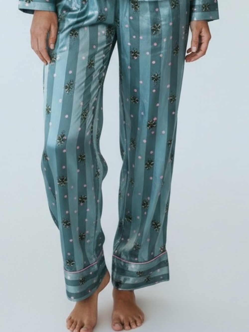 Free People Aqua Floral Satin pants